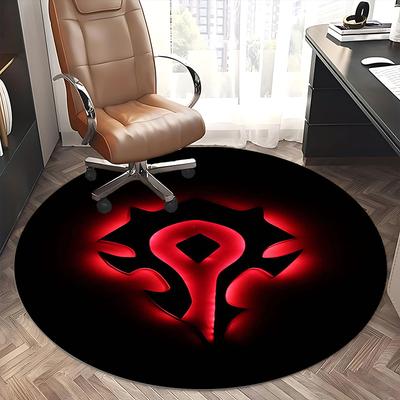 World of Warcraft, Horden-Symbol Stuhlmatte Runder Teppich Büroteppich, Rutschfest, Geeignet für Wohnzimmer, Schlafzimmer Dekor.1205330a