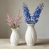 Small White Faux Ceramic Vase Minimalist Modern Pampas Grass Vase Decorative Flower Holder for Table Fireplace Shelf Living Room Decor