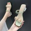 Roman Small Fresh Women's Shoes Summer Sandals Women's 2025 New Two Wear High-heeled Slippers Flower Thick-heeled Cool Slippers