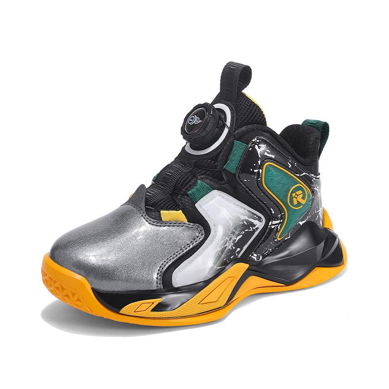 

Spot platform children s basketball shoes leather surface versatile sports shoes rotating buckle comfortable cool trendy running shoes 40
