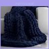 Deep Blue Handwoven Throw Blanket With Ultra Thick Yarn For Cozy Home Decor