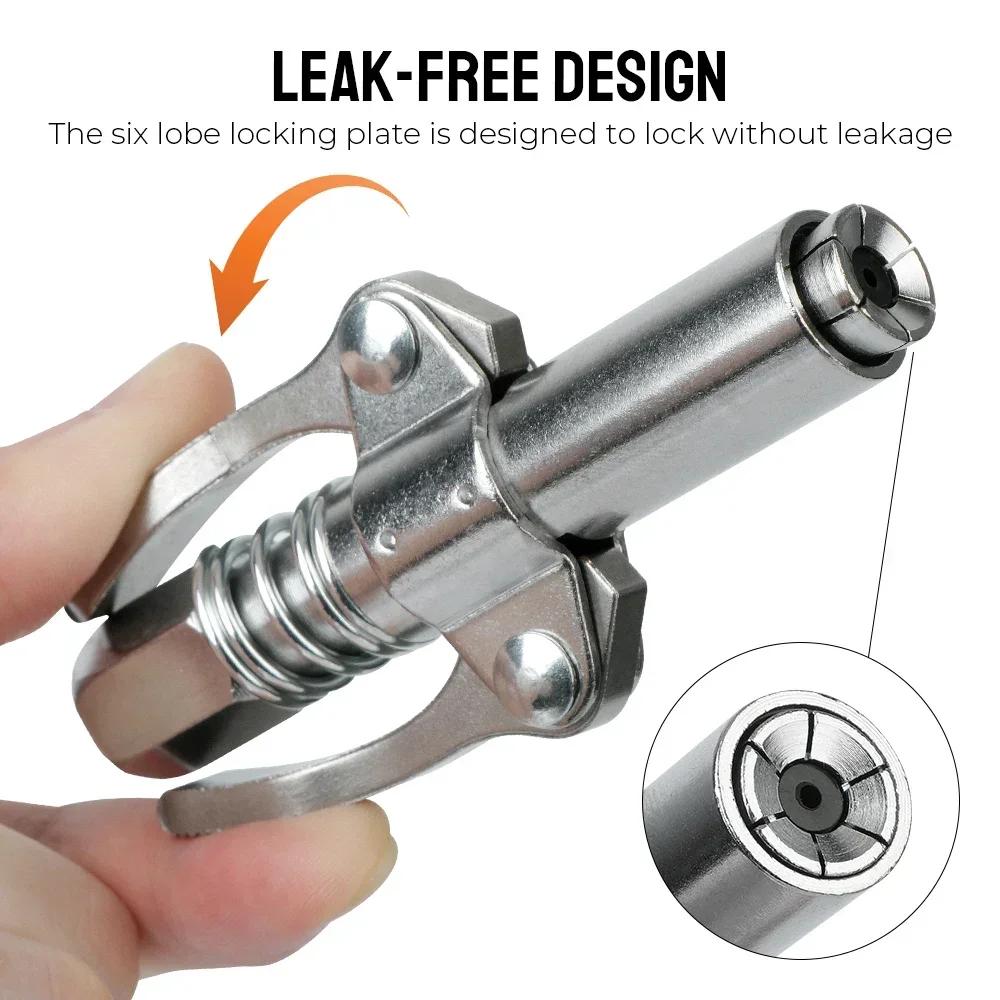Grease Gun Coupler High Pressure Grease Nozzle Oil Pump Car Syringe Lubricant Tip Coupler Two Press Easy To Push Accessories