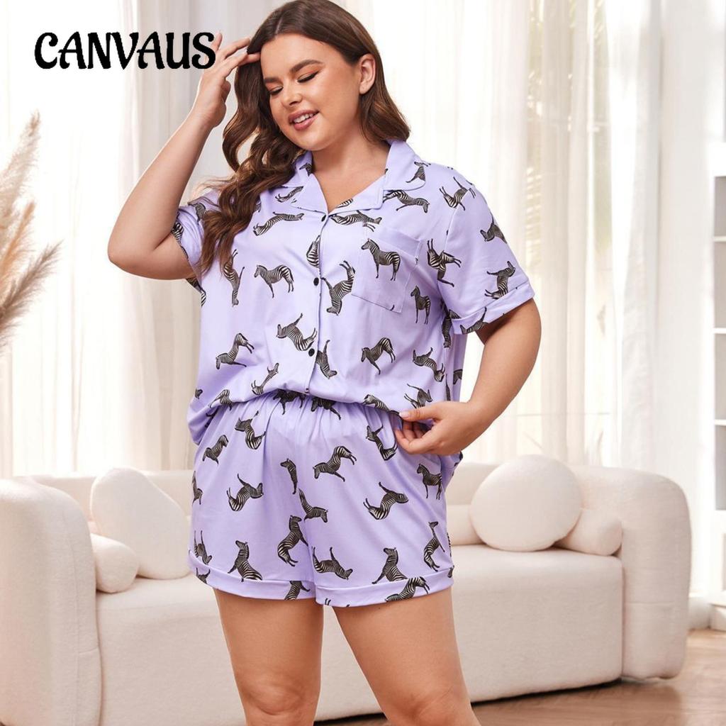 Women's Pajamas Plus Size Homewear Loose Casual Short Sleeve Shorts Suit