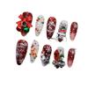 Handmade Christmas Almond False Nail Tips - High-End Whitening Short Manicure