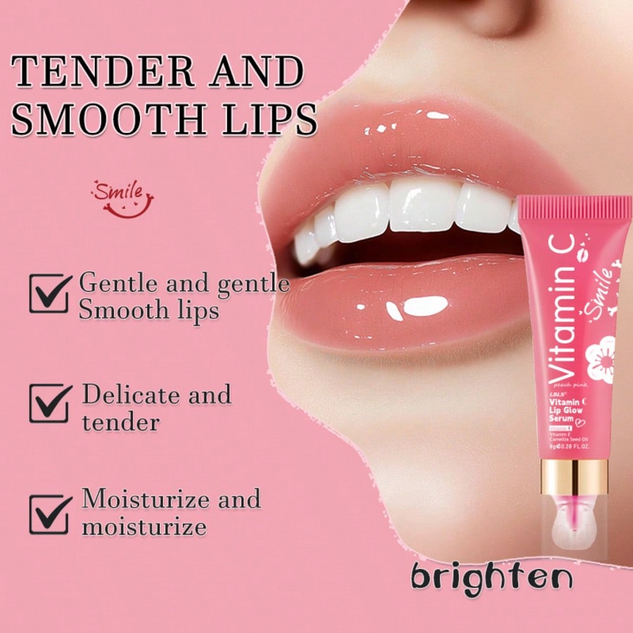 1pc 8g Vitamin C Lip Balm Serum, A Liquid Lip Oil, Instantly Hydrates, Brightens, And Moisturizes Li