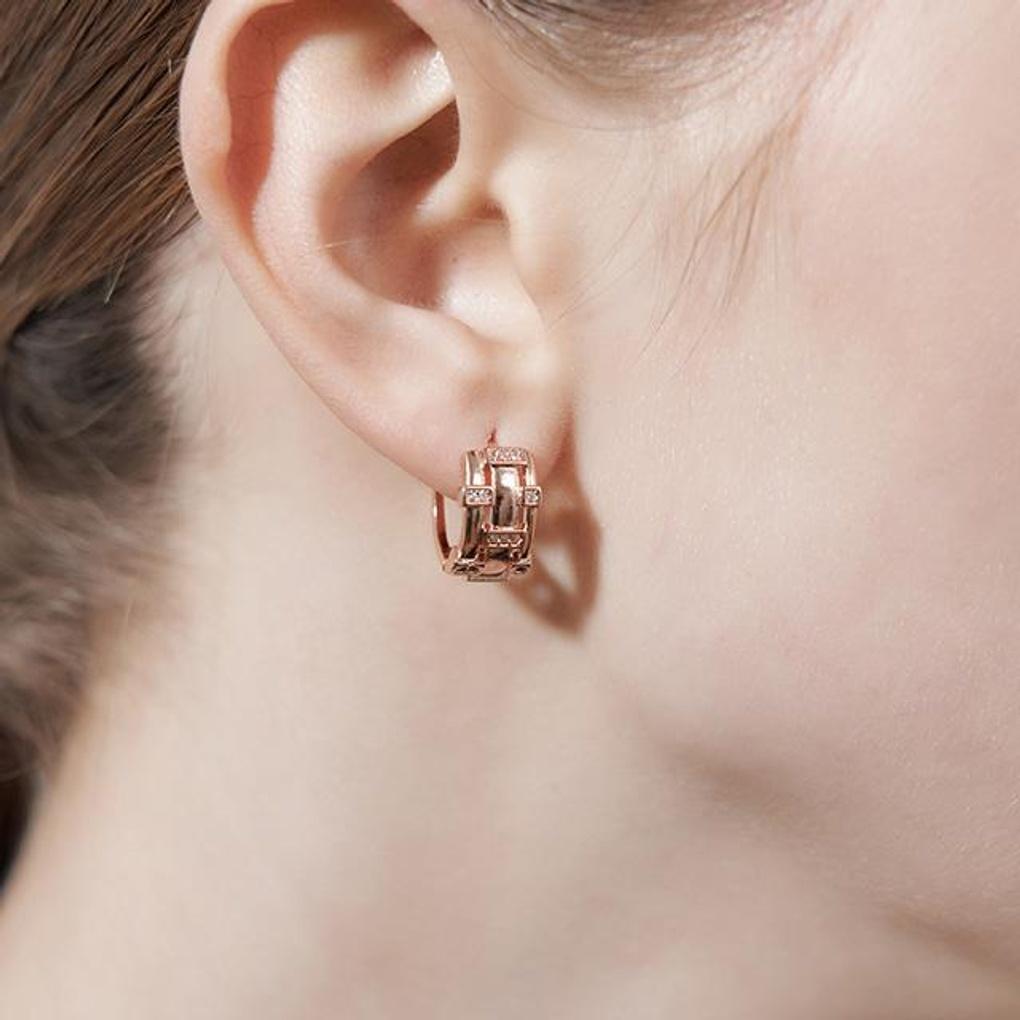 [Geiger Jewelry] 14K GF Bold Check Point One-Touch Earrings GIGFEE008