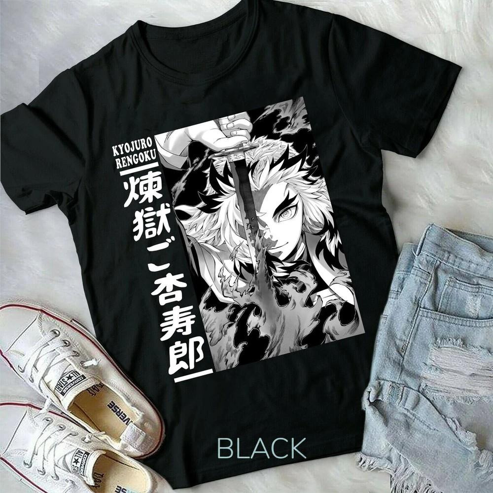 Kyojuro Rengoku Cool Slayer Demon Anime Unisex  Black Unisex T-Shirt XXXXL