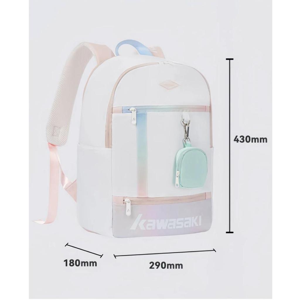 KAWASAKI Badminton Bag, Sports Backpack, Casual Training Bag, B8224, Dazzling Pink-White