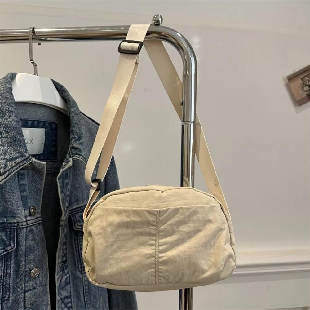 New Solid Color Sling Crossbody Bag Quick-dry Nylon Square Bag Zipper Large Capacity Handbag Women Square Bag