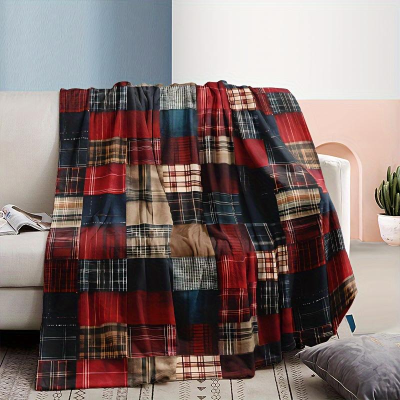 Soft & Warm Cozy Vintage Buffalo Plaid Flannel Throw Blanket - Ideal for Couch, Bed, Office, and Travel - Perfect Christmas