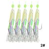 5PCS/String Dazzling Colored Silk Luminous Fish Head String Hooks For White Strips Upturned Mouth Fish Hooks With Barbs Pins Eight-Shaped Rings
