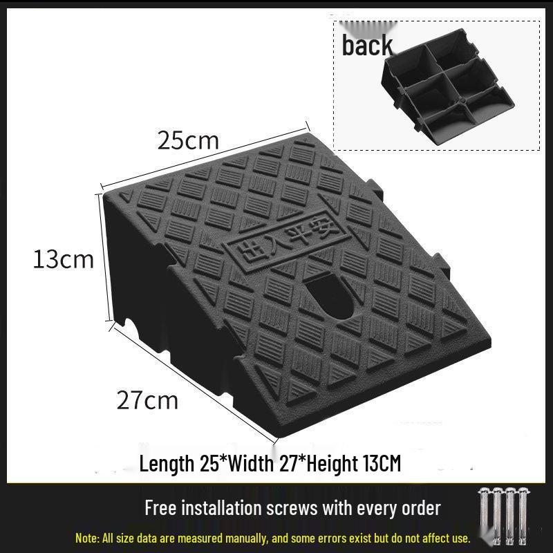Car Curb Ramp: Plastic Step Pad for Sill, Edge, or Slope, Ideal for Uphill Climbing and Speed Bump Triangle Pad