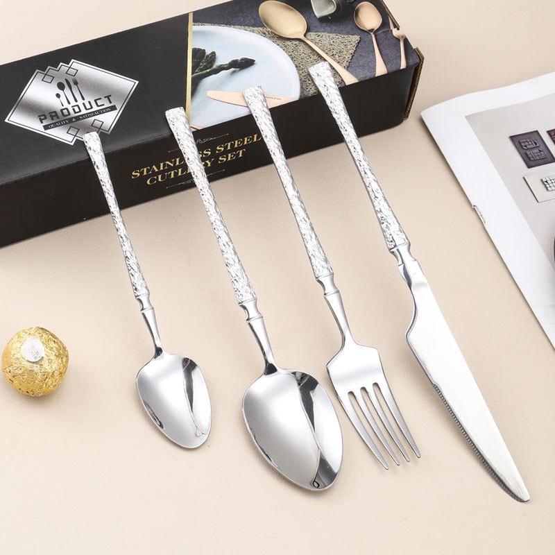 Tree Pattern Stainless Steel Knife, Fork And Spoon Western Tableware Fork And Spoon Suitable For Hotels And Western Restaurants
