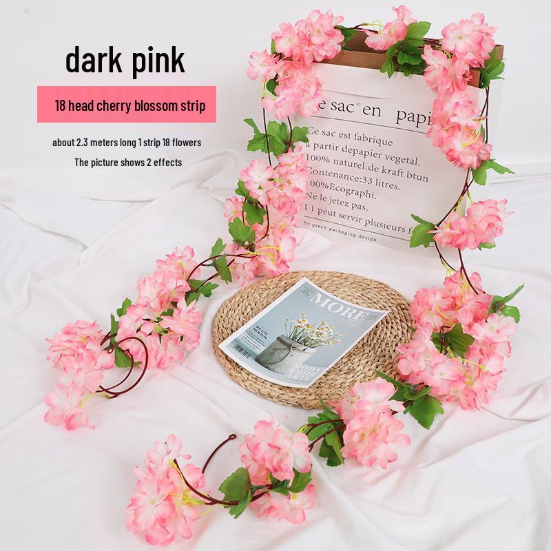 Silk Cherry Blossom Branch Artificial Vine: Floral Decoration for Weddings and Indoor Spaces