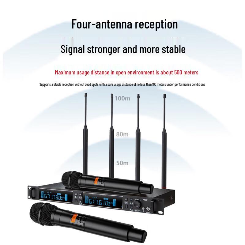 Wieshu DC-10SH Pro True Diversity Dual Wireless Handheld Microphone System (CN version)