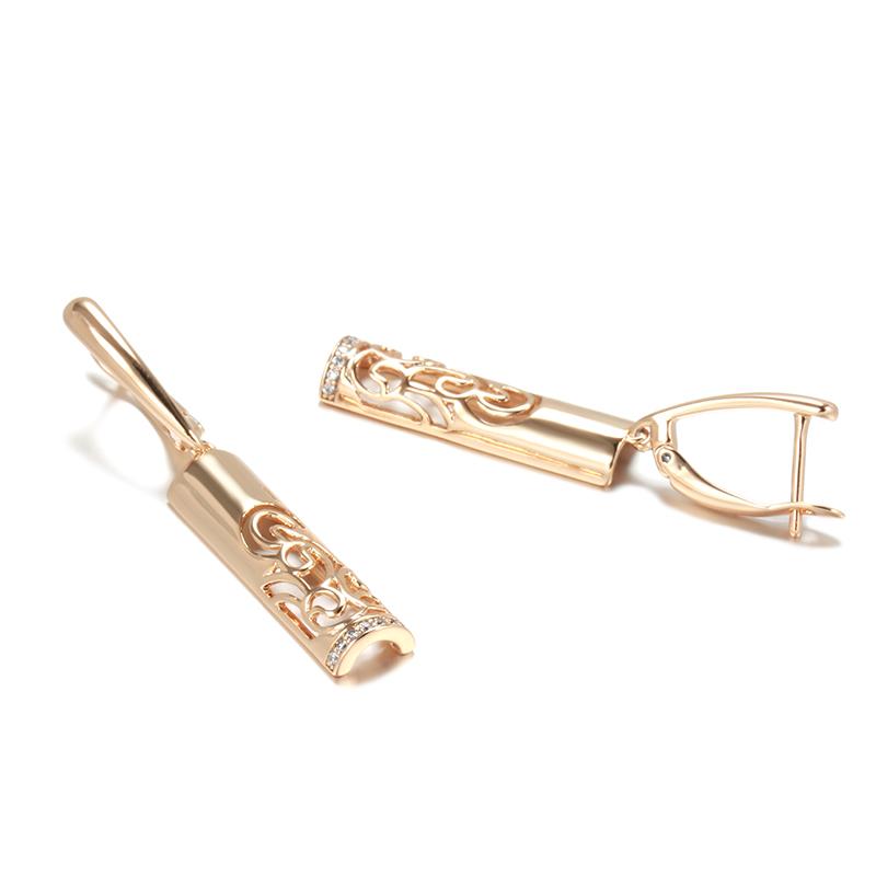 New Trend Long Flower Vintage Dangle Earrings Women Rose Gold With Natural Zircon Bride Earrings Fine Daily Jewelry