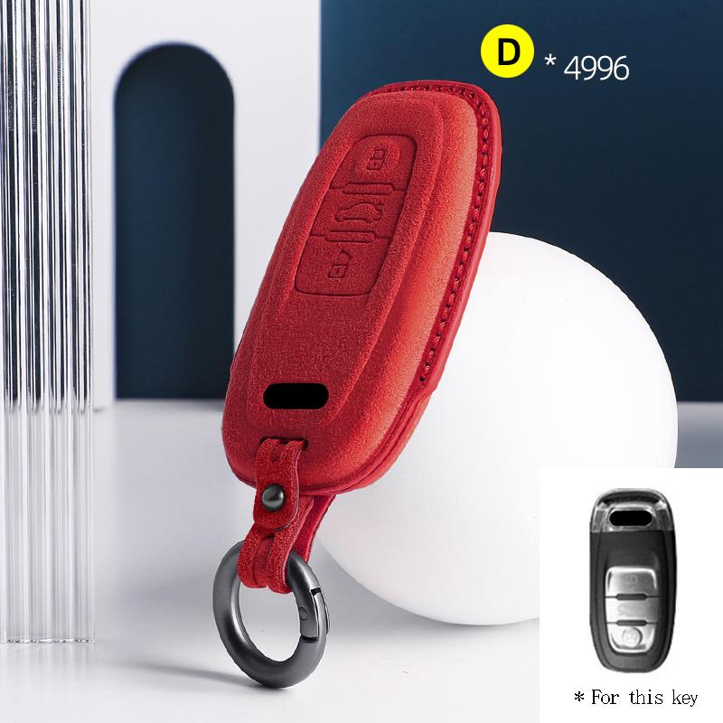 Car Key Case Fob for A6 A4 A5 A7 A8 C8 Q8 8S 8W Q7 B9 4M S5 S4 S7 D5 TT TTS TFSI E-Tron Suede Remote Car Key Case Shell