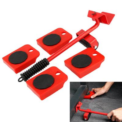 5Pcs/Set Furniture Lifter Mover Tool with Crowbar Heavy Duty Furniture Mover with 4 Wheels Household Appliance Roller Furniture Moving Dolly Slider