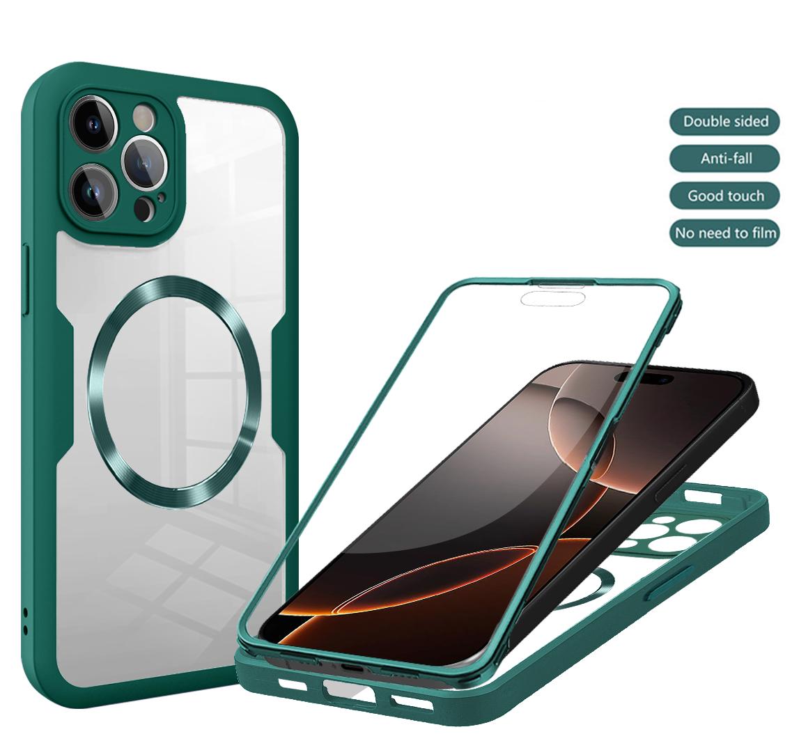 

Чехол для телефона с полной защитой на 360° Magsafe для iPhone 16 15 13 11 14 12 Pro Max 16 15 Plus Funda Беспроводная зарядка Противоударный чехол For iPhone 13 ProMax
