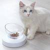 Weiß 20 Grad Verstellbare Katze Bequemer Fütterungs-Futternapf Schräge Verbindung Transparenter Futterspender Haustier