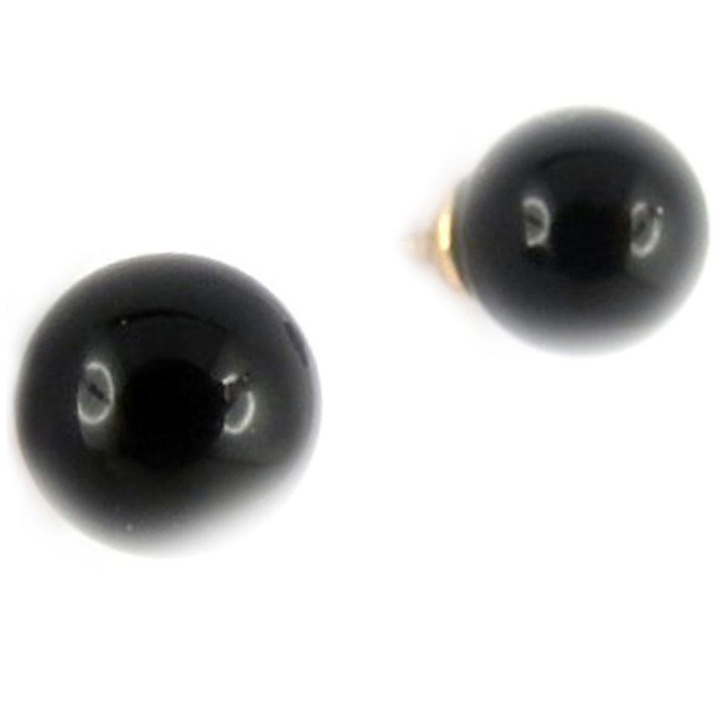 Les Trésors De Lily [K9625] - Gold Plated 'Mineralia' Onyx Earrings 6 Mm