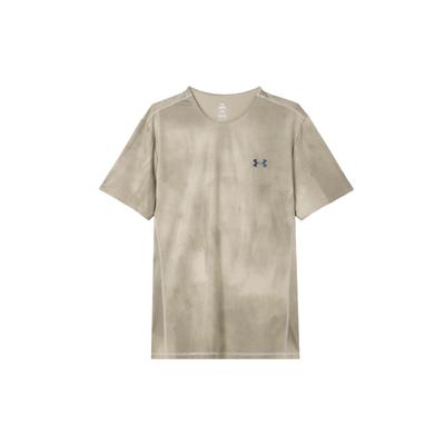 UA Vanish Elite Logo Tie-Dye Print Breathable Crew Neck Training T-Shirt Men Tops Gray Brown 1383669-200