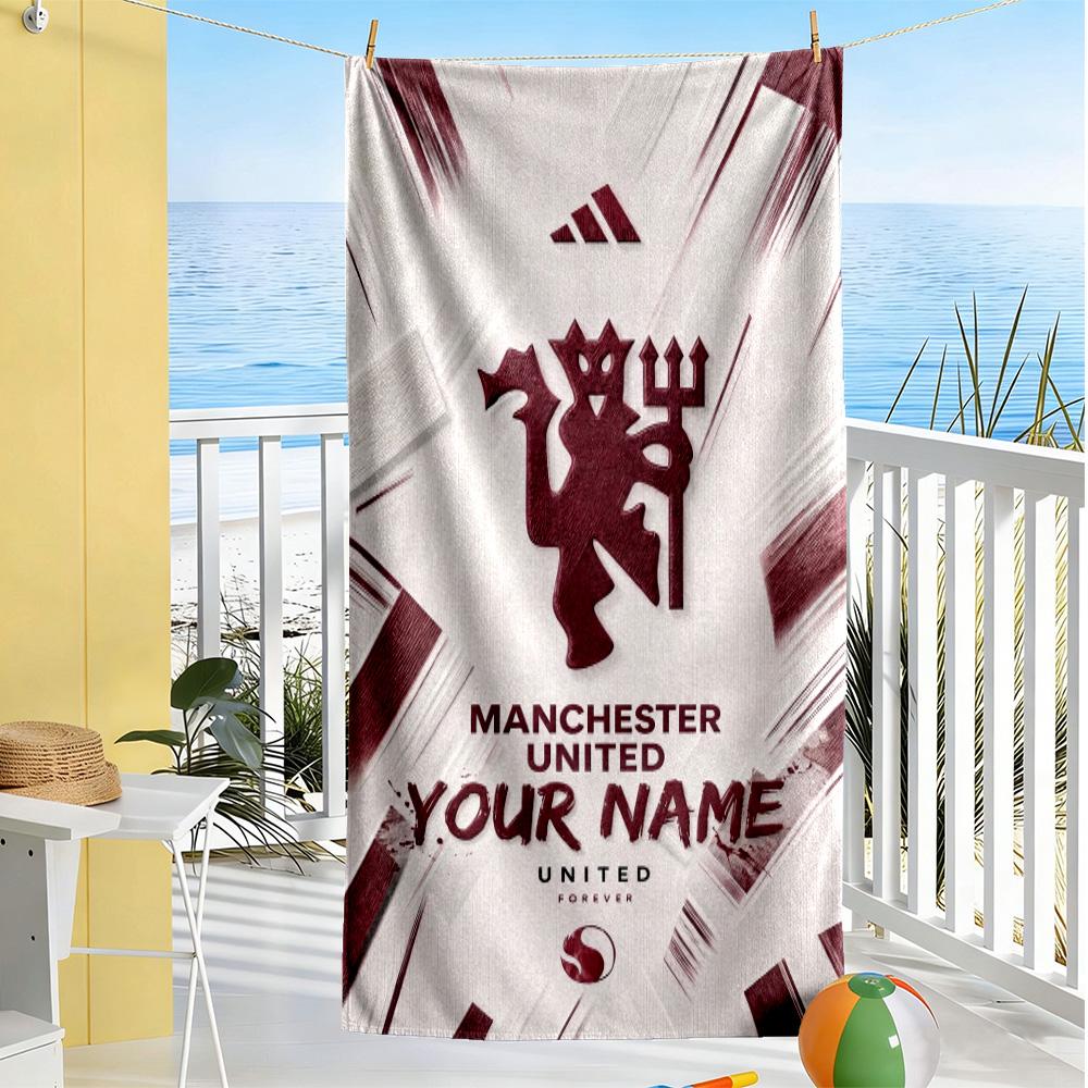 Manchester Customize Text Beach Towel Quick-Dry Soft Microfiber