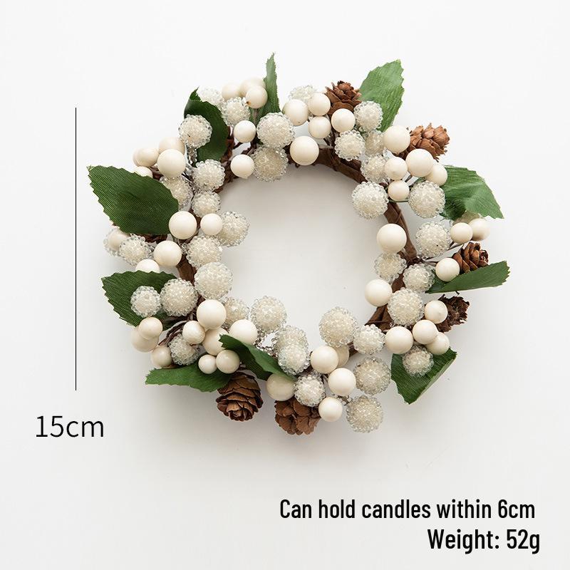 NUCHI Christmas Berry Pine Cone Wreath Candle Holder Ornament