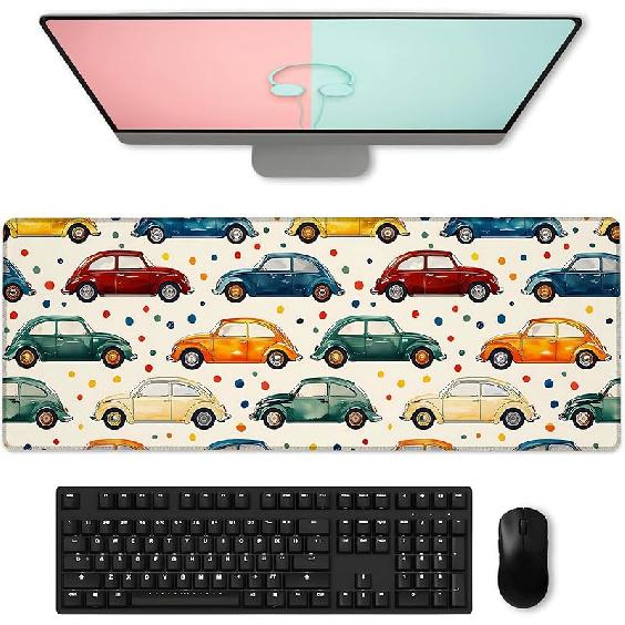 Floral & Butterfly Gaming Mouse Pad, Large Soft Purple Flower Desk Mat for Keyboard Computer Laptop, Non-Slip Rubber Base Extended Desktop Mousepad