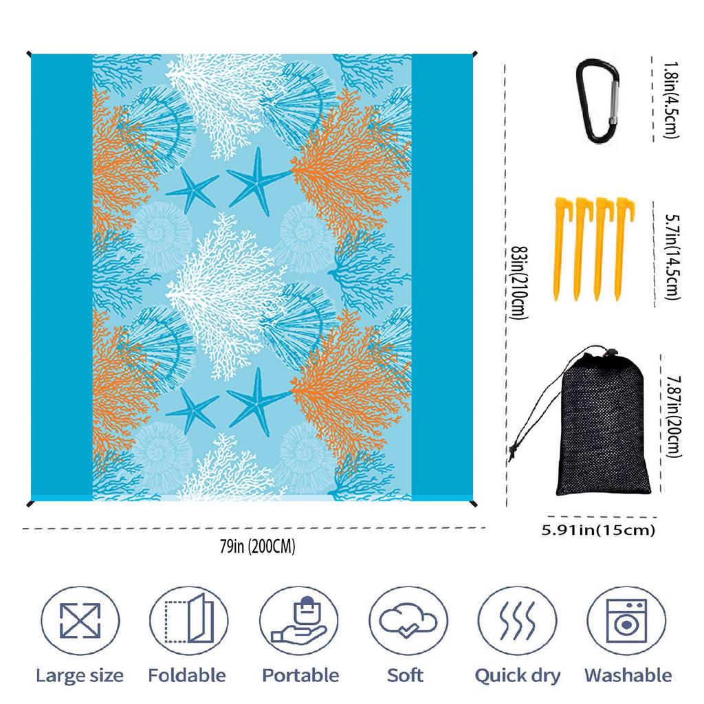 Waterproof Beach Mat Sand Free Blanket Camping Outdoor Picknick Tent Folding Cover Bedding Pocket Picnic 200x210cm Camping Chair