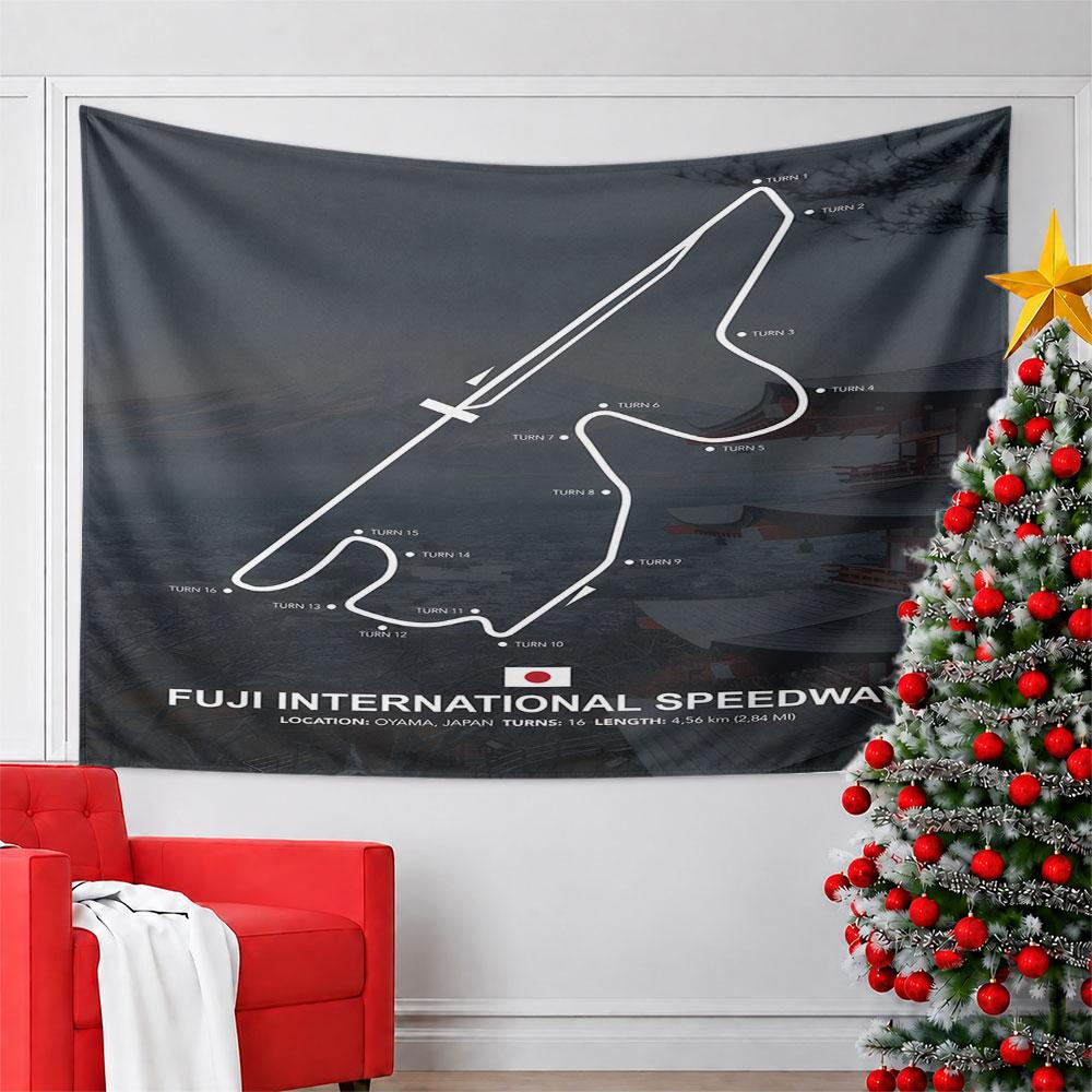 Fuji Speedway Circuit Map Design Pattern Wall Hanging Tapestry Decorative Tapestry Home Decor for Bedroom and Living Room