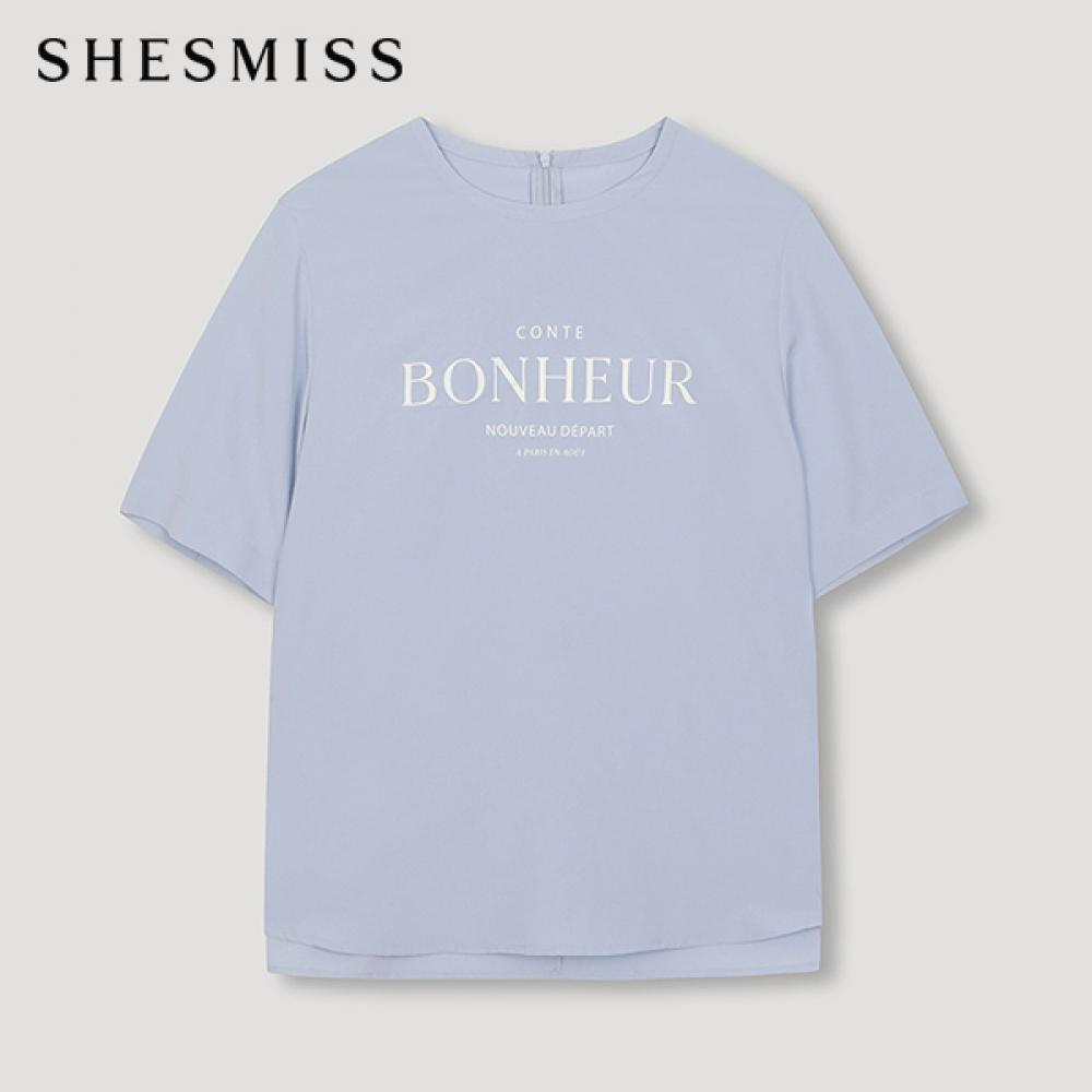 

She S miSS Lettering Short Sleeve blouSe Swwbln22030 Ll light blue/55