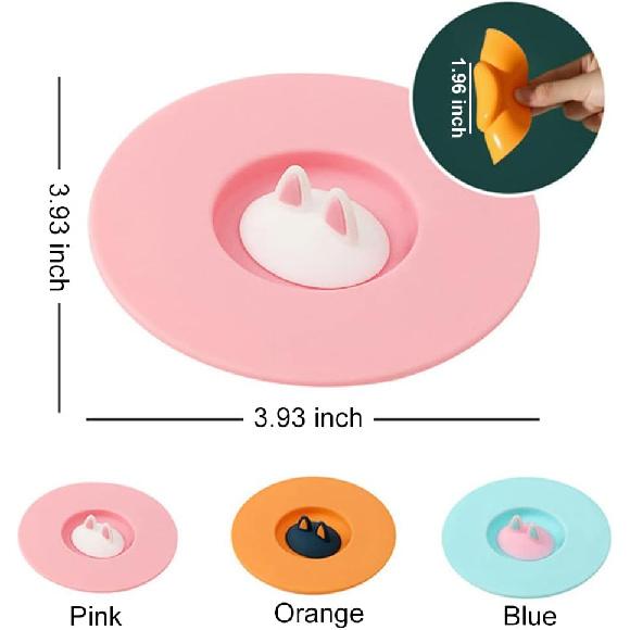 

6 Pcs Cat Ears Silicone Cup Lid, Silicone Anti-dust Cup Lids Anti-dust Silicone Cup Cover Creative Silicone Cup Lid for Hot and Cold Beverages Coffee