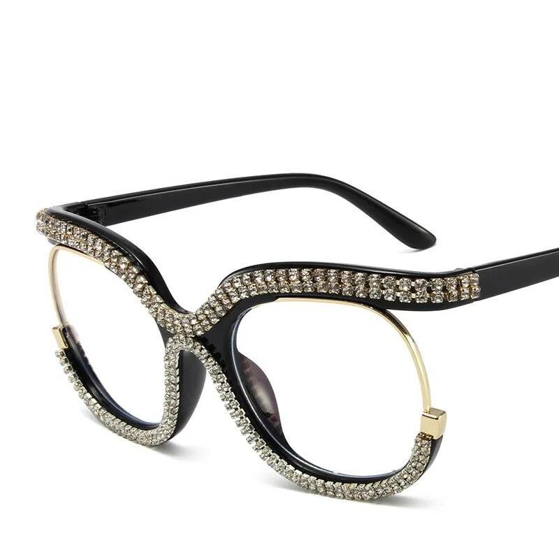 Large Frame With Diamond Frames Fashion Owl Rainbow Flat Mirror der Spice Girl New Anti-blue Womean Glasses