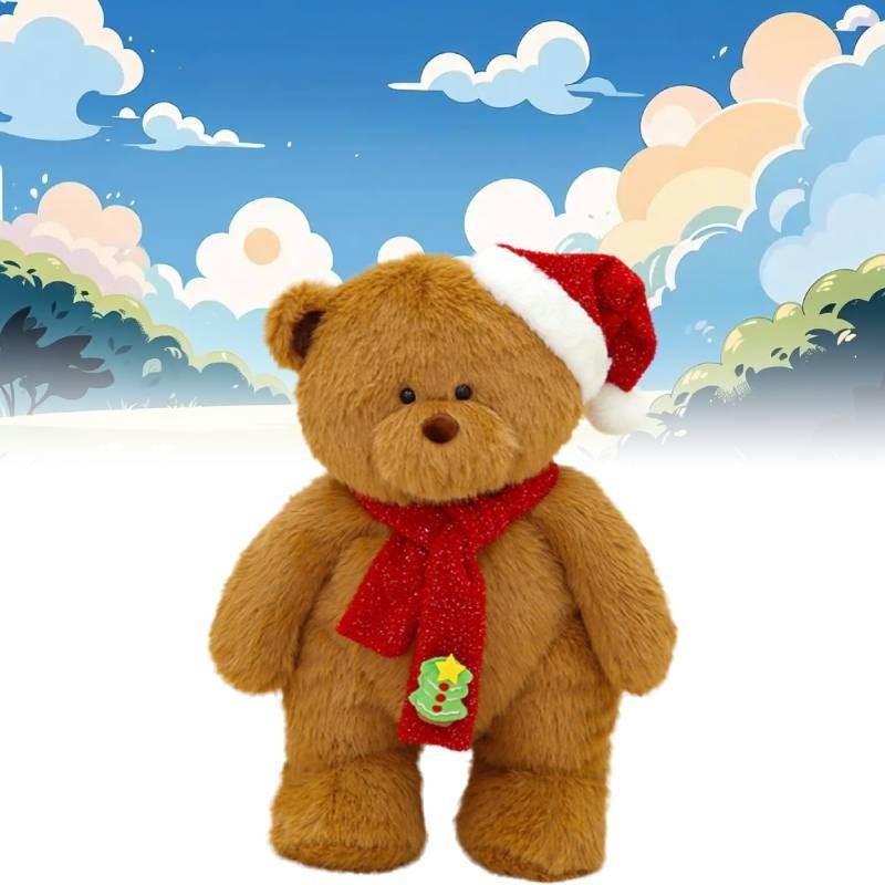 Teddy Plush Bear Toys Santa Hat Scarf Cartoon Animals Fill Doll Christmas Gifts