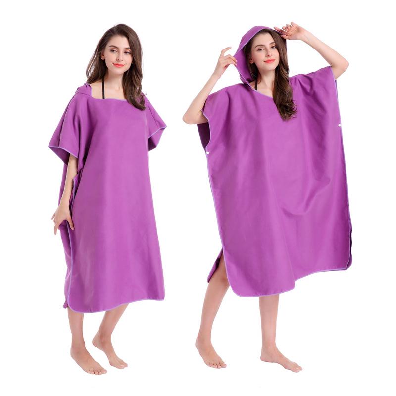 Poncho da surf per adulti con cappuccio in pile double-face - Asciugamano da spiaggia e per cambi ad asciugatura rapida.