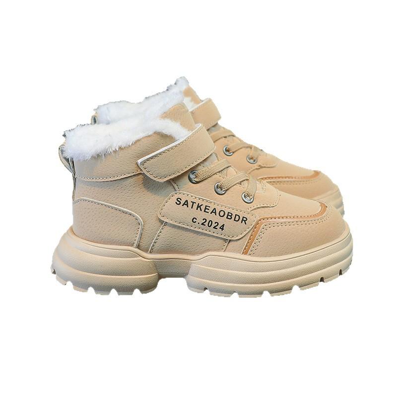 Children's Velvet Thickened Cotton Shoes 2025 Winter New Boys' Fur Integrated Outer Wear Thermal Shoes Girls' Snow Boots