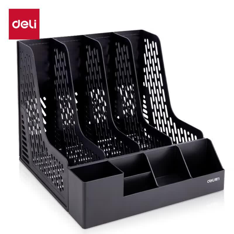 Deli 4-Compartment Mesh Desktop File Organizer with Pen Holder