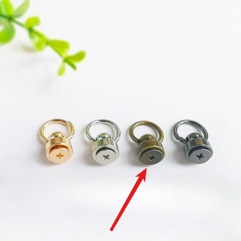 10pcs 8x6mm Screwback Round Head Rivet with Pull Ring Metal Handmade DIY Accessory Nail Heads Stud Leather Craft Screw Rivets