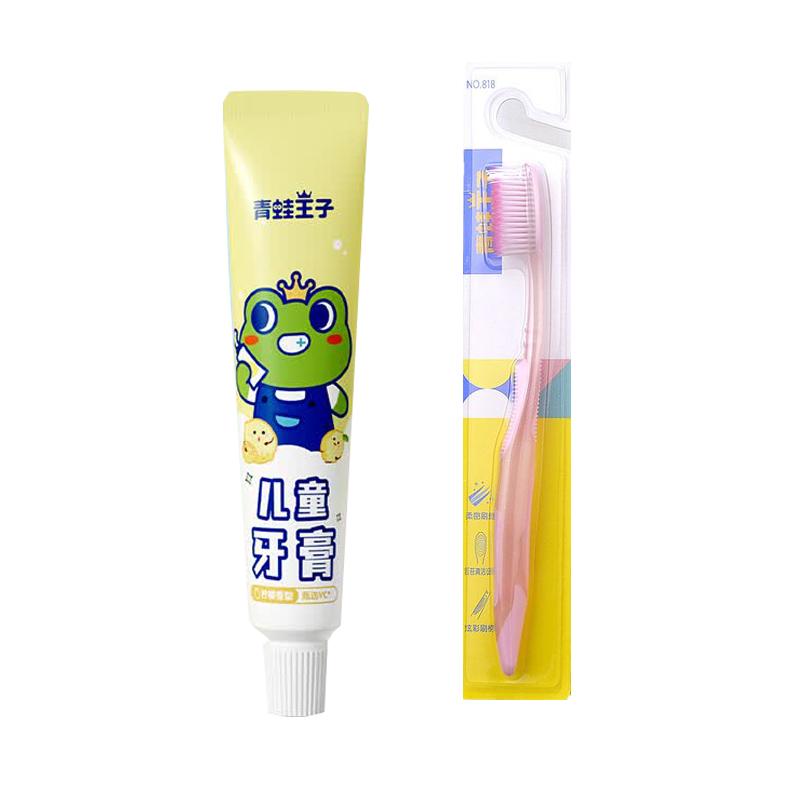 Frog Prince Lemon Kids Toothpaste 45g & Soft Bristle Toothbrush Set