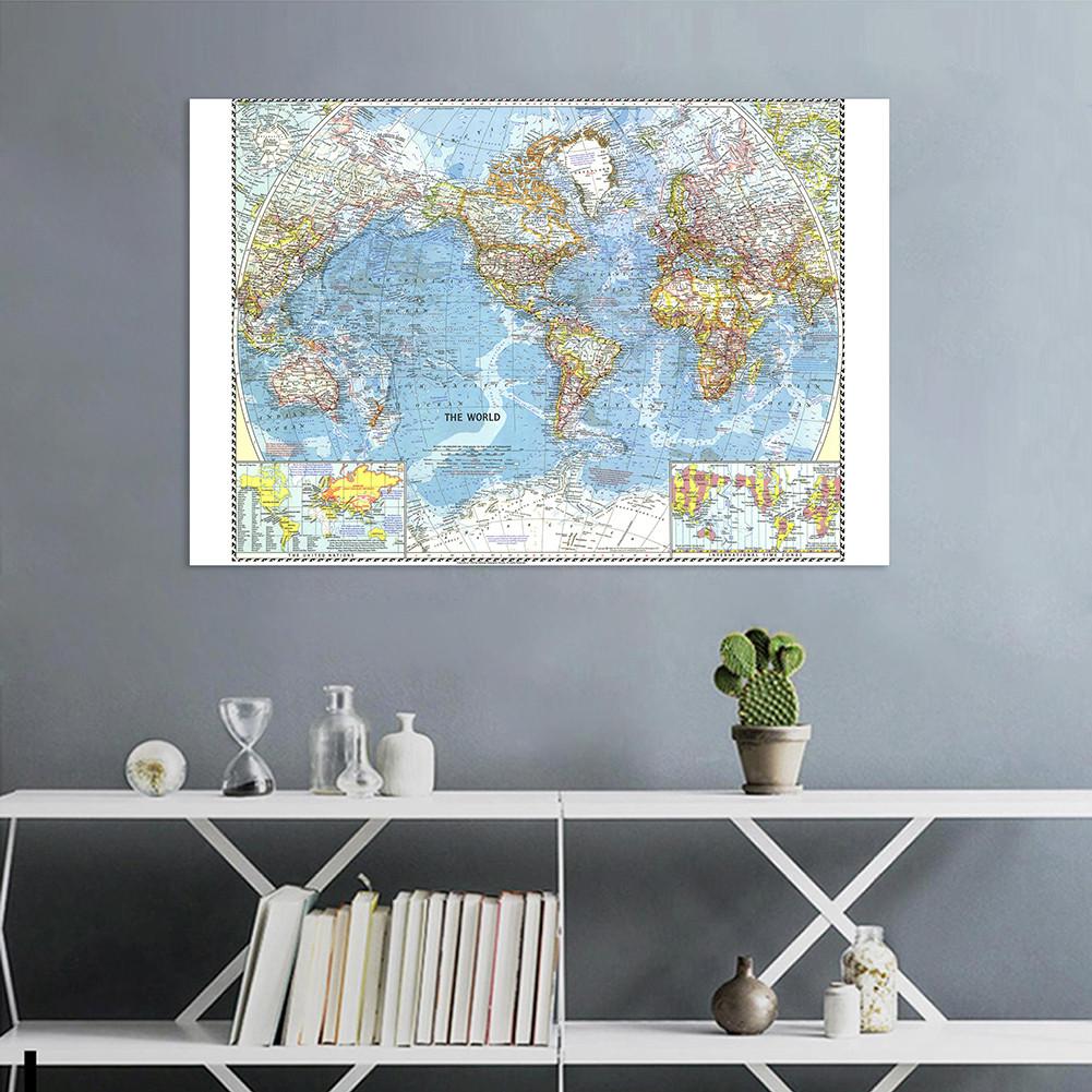-MAP- World Map (1960) World Map Poster Prints Wall Posters,Tourism/Educational Tool,Decorative Hanging Picture