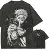 Jujutsu Kaisen Ryomen Sukuna T-Shirt Men Yuji Itadori Graphic Tee Vintage Washed Cotton Anime Streetwear Clothing