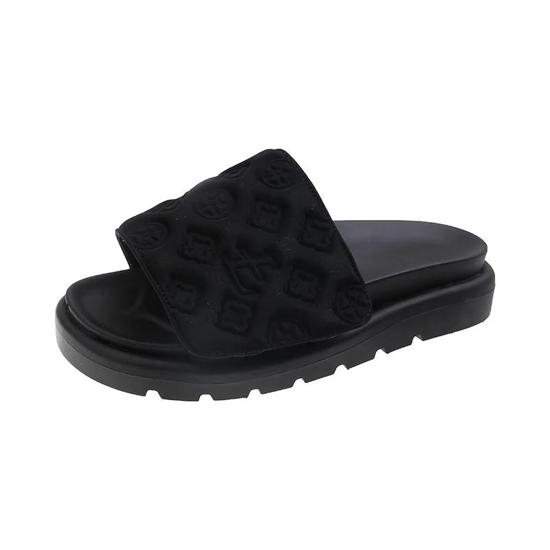 Women Magic Tape Flat Slippers 2024 Summer New Luxury Brand Platform Sandals Ladies Height Increase Flats Shoes Zapatos De Mujer