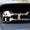 Panda Cartoon Reflective Warning Sticker: 'New Driver, Keep Distance' – Waterproof Rear Windshield Decal
