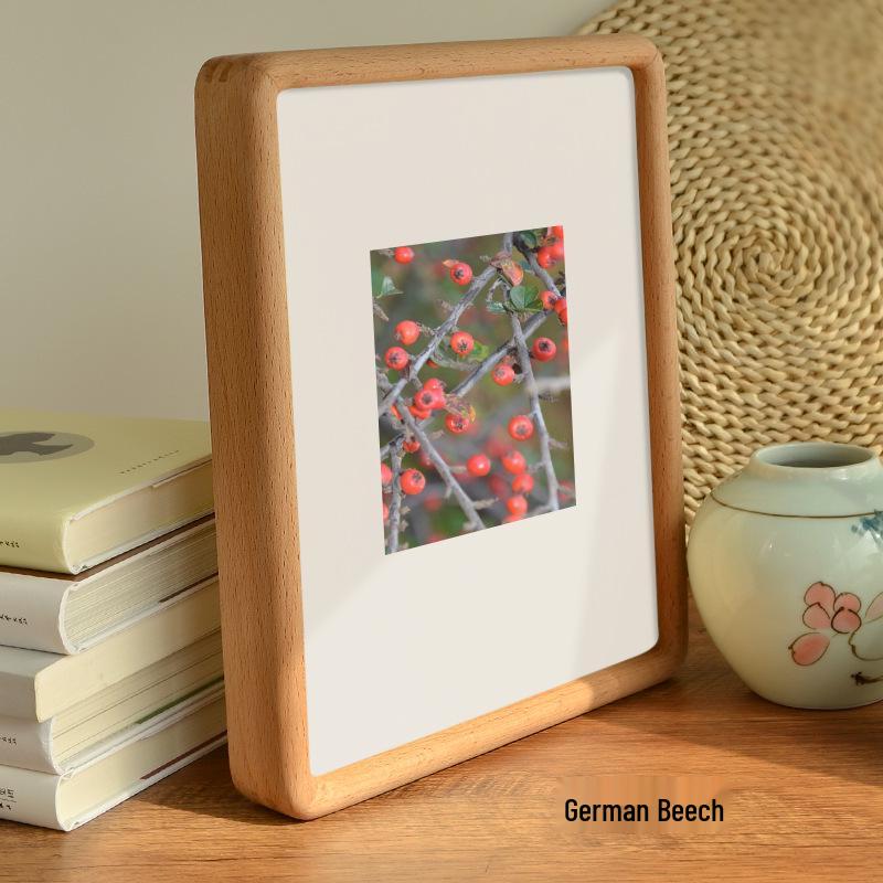 European Beech Mortise and Tenon Picture Frame: High-End Red Beech Wood with Round Corners for Tabletop Display 6 inch (Inner 10.2*15.2 cm)
