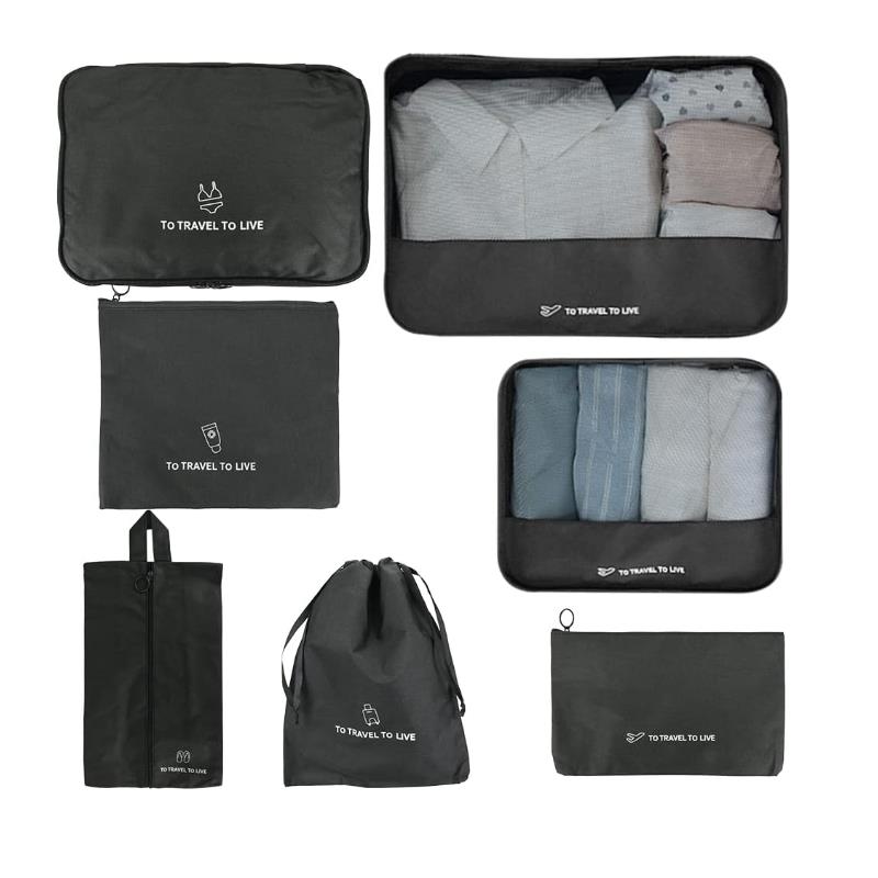 Travel Organizer Set of 7 for Clothes, Cosmetics, Shoes, and Suitcases