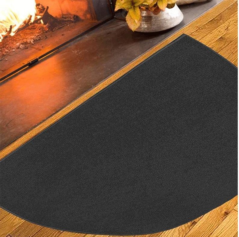 Semi-circular Fireplace Fireproof Mat Wood Stove Fiberglass Carpet Protection Silicone Flame-Retardant Insulation Pad 100/80cm