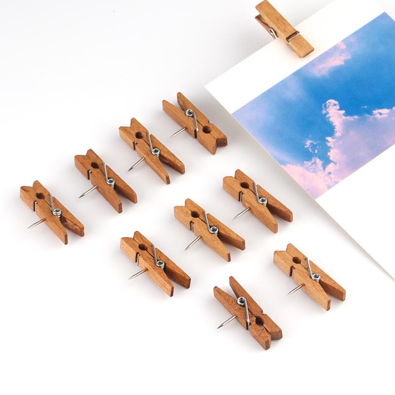 Creative Wooden Push Pin Clips for Felt, Cork Boards, Photo Walls, Message and Bulletin Boards - Perfect for Fixing Photos and Notes.