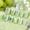 30-Piece Ultra-Short Green Apple Nail Art Tips – Detachable & Natural