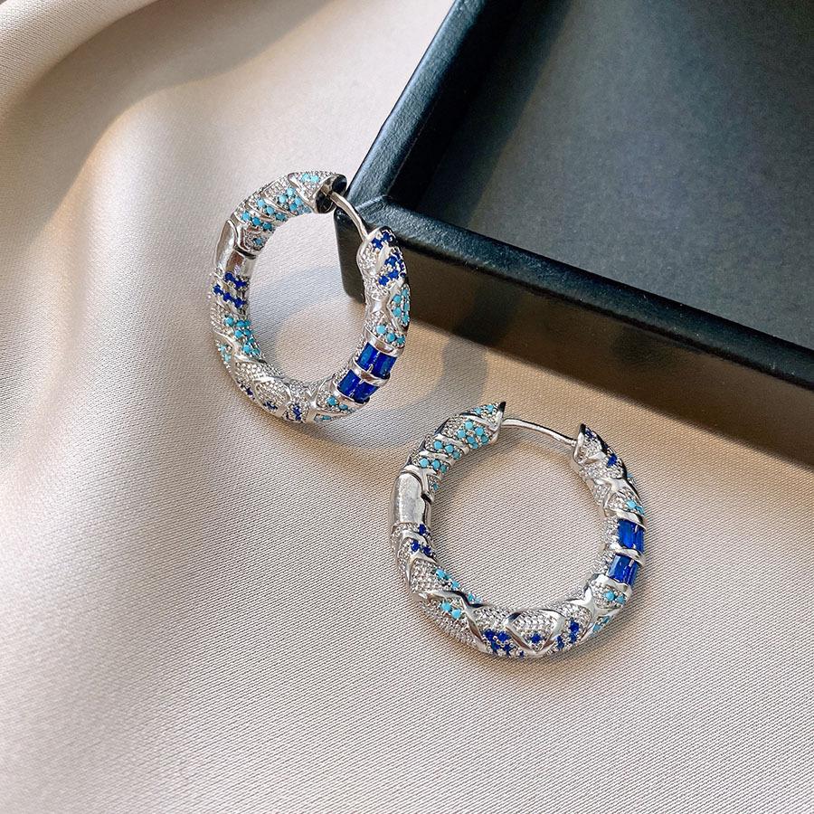 1 Paire de Boucles d'Oreilles Émail Bleu, Attaches d'Oreilles Rétro de Niche Luxe Léger, Boucles d'Oreilles Exquises Haut de Gamme Avec Boucles d'Oreilles